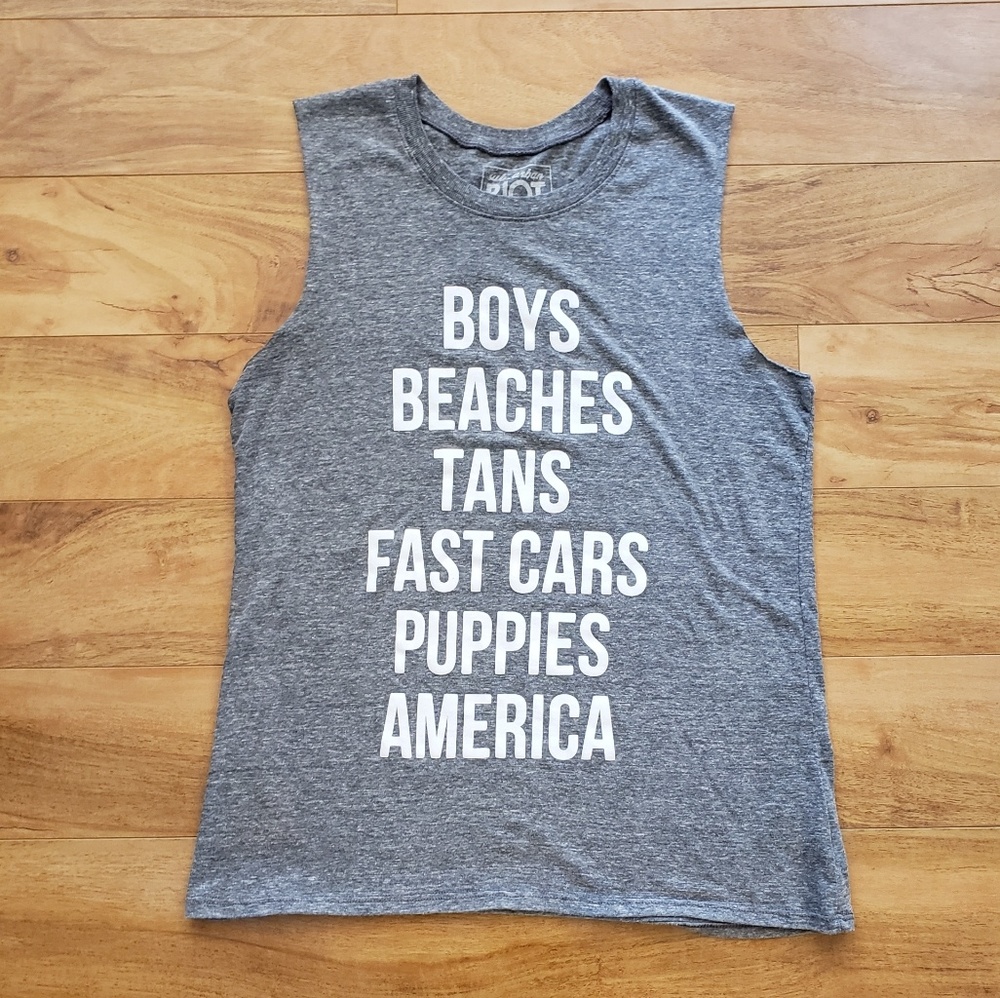New SURBURBAN RIOT sleeveless message shirt S